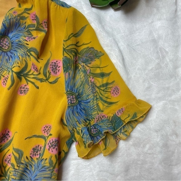 Madewell Sweetgrass Ruffle Sleeved Georgette Dress in Painted Blooms NWT Size 0 - Picture 7 of 16